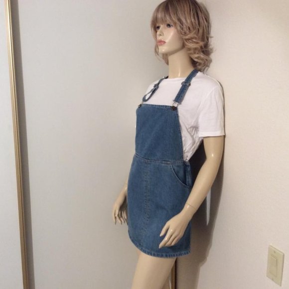 Billabong denim overall-style mini-dress EUC Size M - Picture 2 of 6